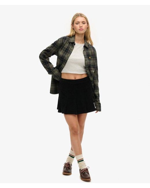 Superdry Black & Co Vintage Cord Pleated Mini Skirt