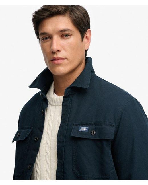Superdry Blue & Co Vintage Borg Lined Miller Overshirt for men