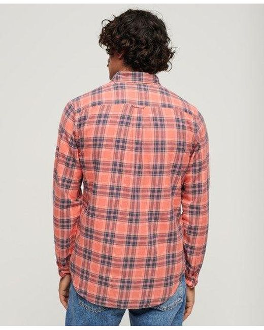Superdry Red Classic Check Organic Cotton Vintage Shirt for men