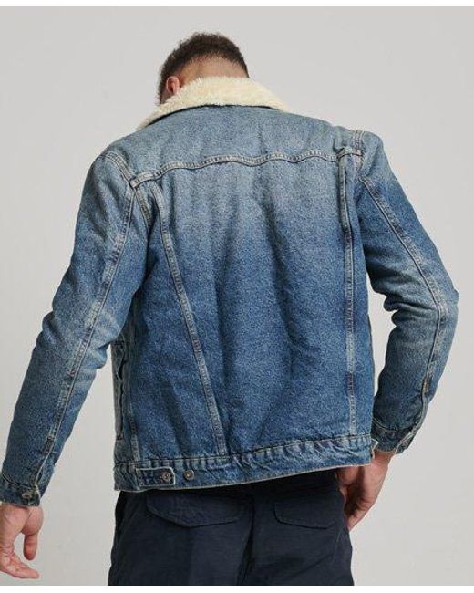 Superdry Denim Sherpa Jacket Blue for men