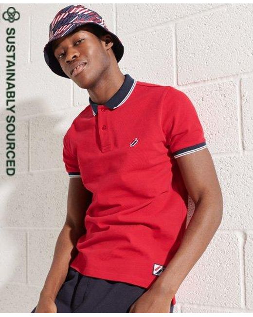 Superdry Organic Cotton Sportstyle Twin Tipped Polo Shirt in Red for Men -  Lyst
