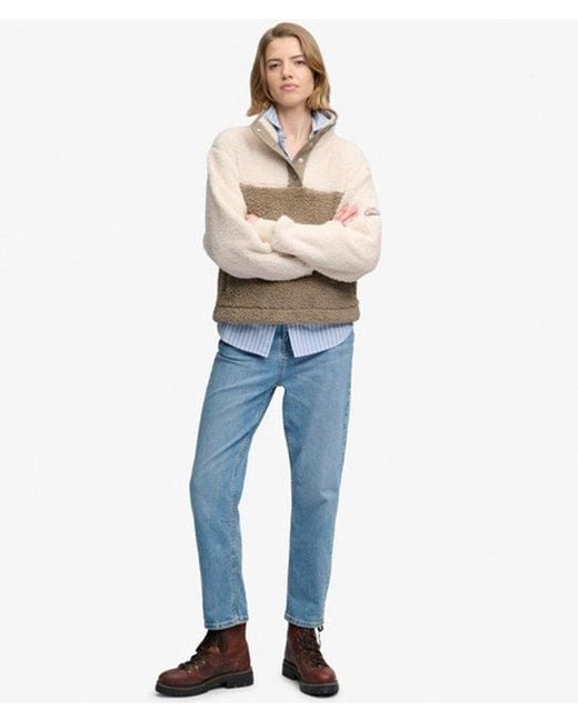 Superdry Super Soft Mash Up Teddyfleece in het Natural