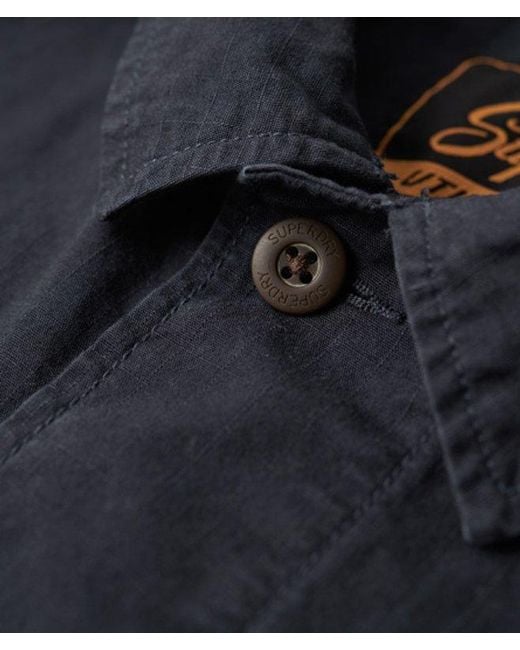 Superdry Blue Cotton Military Overshirt Jacket for men