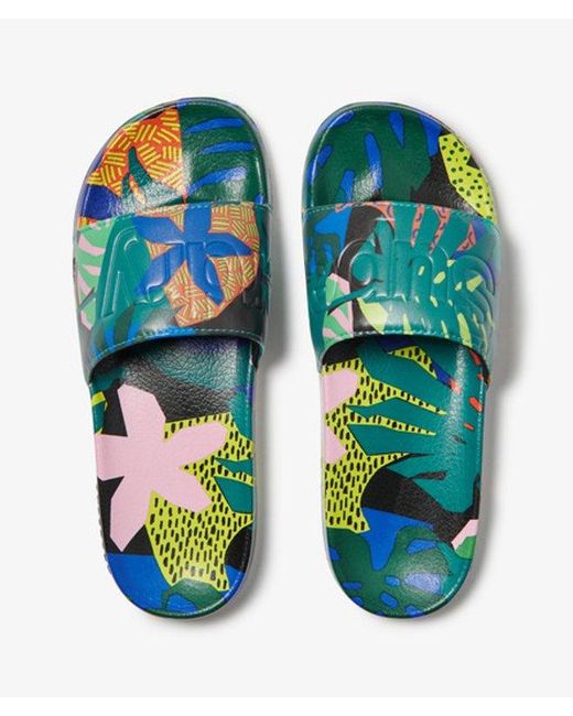 Superdry Blue & Co All Over Print Beach Sliders