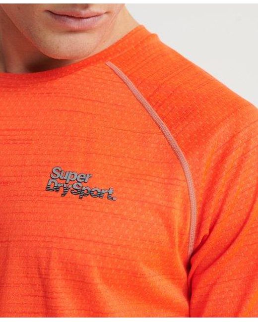 Superdry Orange Active Loose Microvent Long Sleeve Top Inferno for men