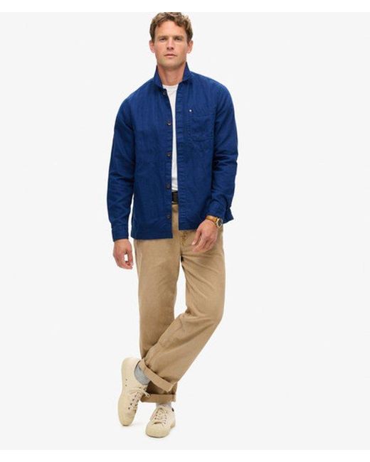 Superdry Blue & Co Classic The Merchant Store Linen Blend Overshirt for men