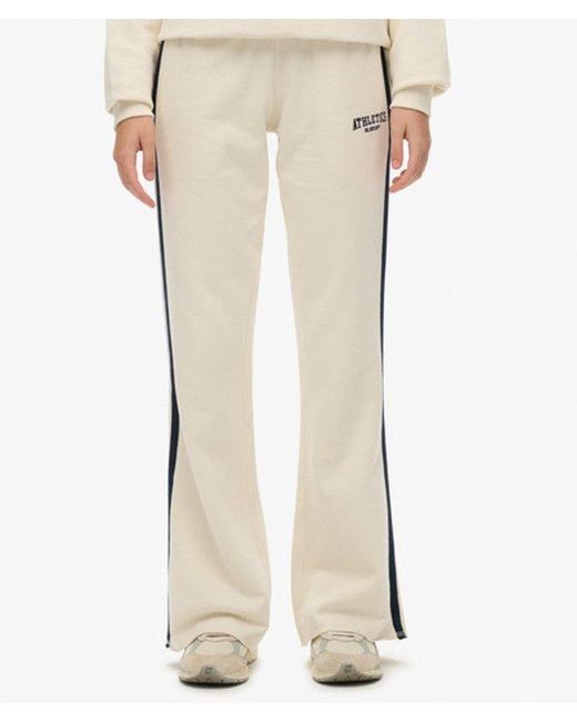 Superdry Athletic joggingbroek Met Wijde Pijpen En Strepen in het Natural