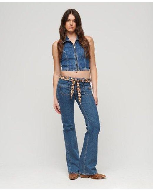 Superdry Slimfit Vintage Flare Jeans Van Biokatoen Met Lage Taille in het Blue