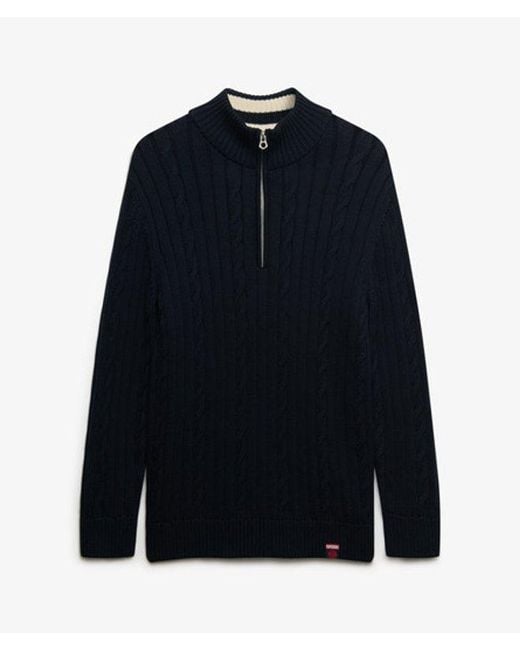 Superdry Blue & Co Slouchy Cable Half Zip Jumper