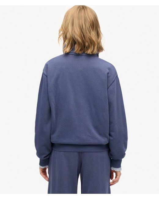 Superdry Blue & Co Essential Logo Garment Dye Half Zip Sweatshirt