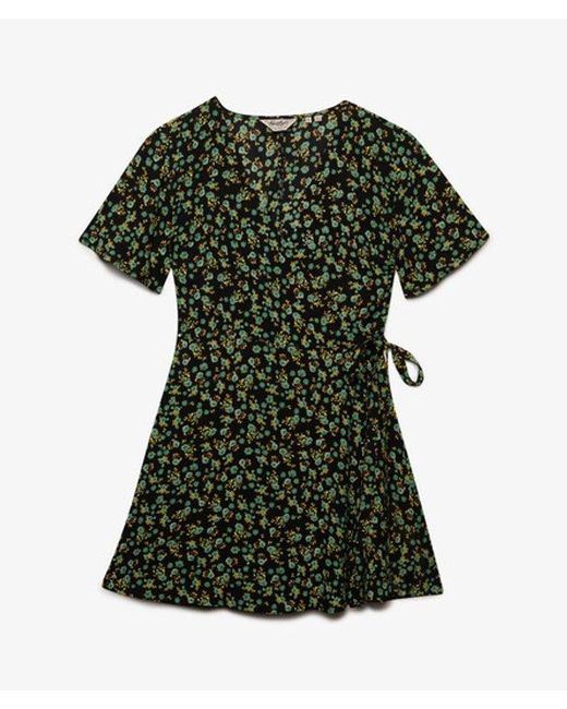 Superdry Mini Swing Wrap Jurk in het Green