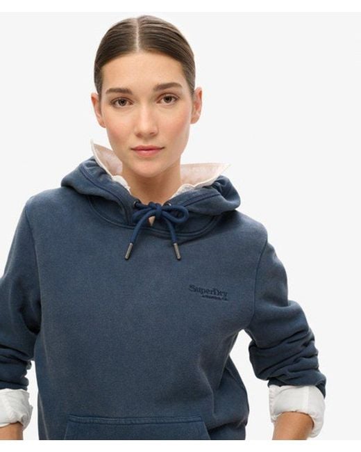 Sweat à capuche à logo essential half brushed Superdry en coloris Blue