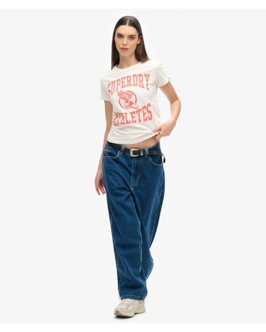 Superdry Red Varsity Flocked Fitted T-shirt