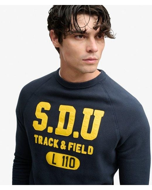 Superdry Blue & Co Athletic Felt Applique Crew Neck Sweatshirt for men