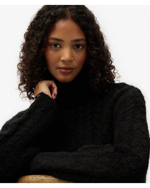 Superdry Black & Co Cable Roll Neck Jumper