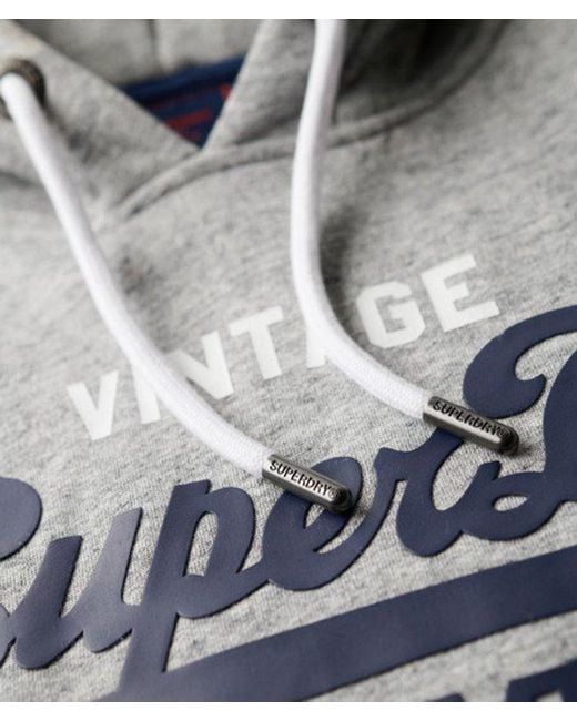 Sweat à capuche vintage logo en coton bio Superdry pour homme en coloris Gray