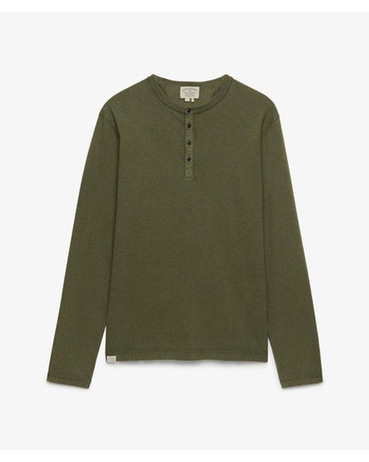Superdry Green & Co Slub Long Sleeve Jersey Henley Top for men