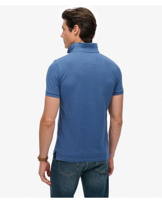 Superdry Blue & Co Vintage Athletic Embroidered Polo Shirt for men