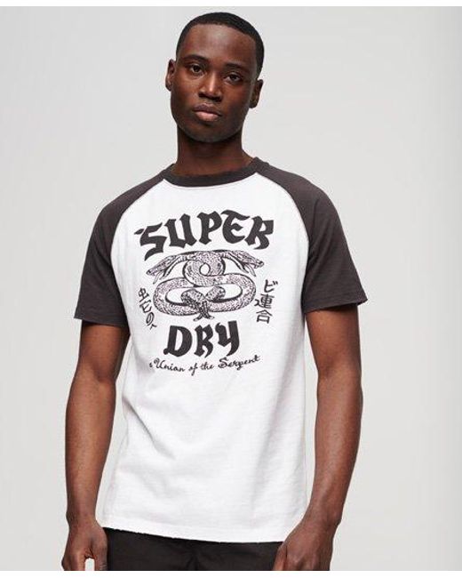 Superdry White Blackout Rock Graphic Raglan T-shirt for men