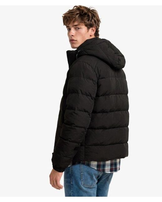 Superdry Black & Co Hooded Sports Puffer Jacket for men