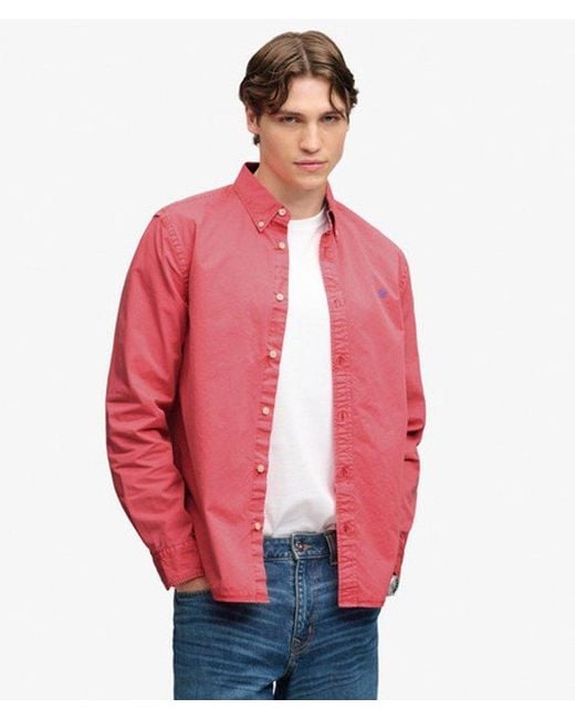 Superdry Red & Co Garment Dyed Long Sleeve Shirt for men