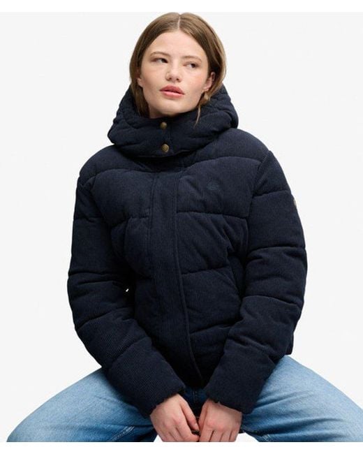 Superdry Blue & Co Premium Hooded Cord Puffer Jacket