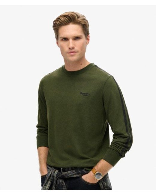 Superdry Green Essential Logo Retro Long Sleeve Top for men