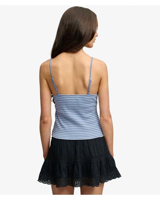Superdry Blue & Co Athletic Essentials V-neck Waffle Cami Top