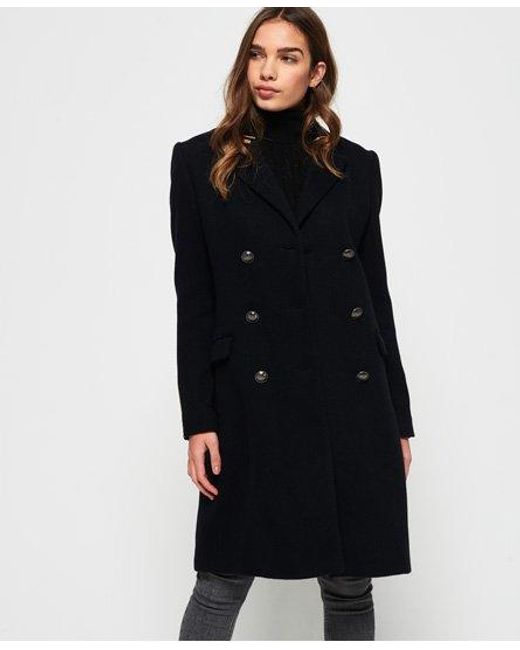 Superdry Black Duchess Long Wool Coat