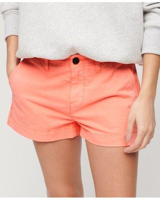 Superdry Orange Ladies Slim Fit Logo Patch Chino Hot Shorts