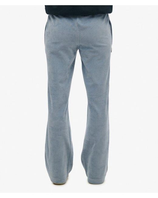 Superdry Blue Velour Wide Leg Joggers