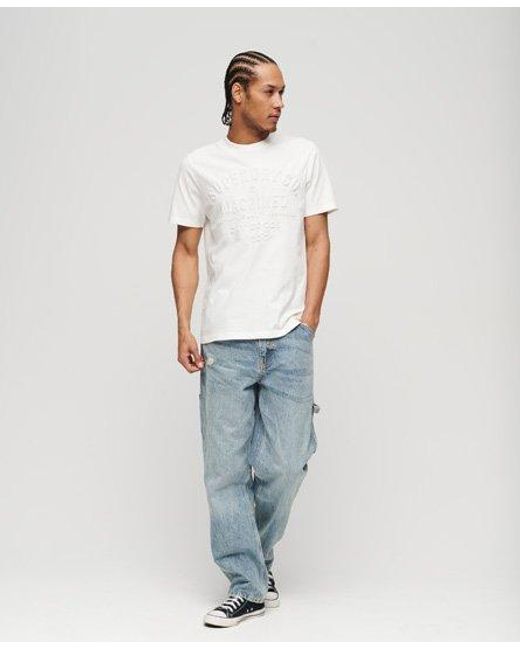 T-shirt à motif workwear en relief Superdry pour homme en coloris White