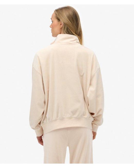 Superdry Natural & Co Country Club Velour Quarter Zip