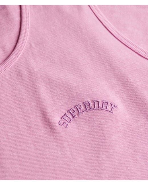 Superdry Pink & Co Essential Logo Garment Dye Vest Top