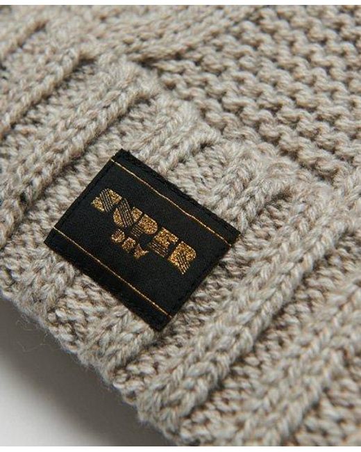 Superdry Gray Cable Knit Beanie Hat