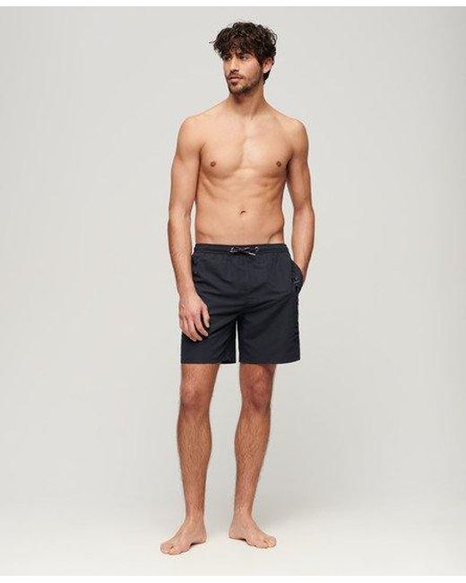 Short de bain haut de gamme brodé longueur 43 cm Superdry pour homme en coloris Black