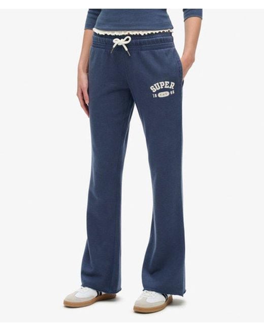 Superdry Athletic Essentials joggingbroek Met Lage Taille En Wijde Pijpen in het Blue