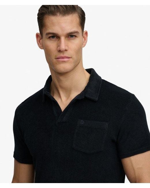 Superdry Black & Co Towelling Polo Shirt for men