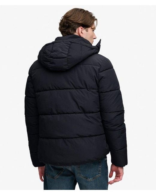 Superdry Black Premium Hooded Puffer Jacket for men