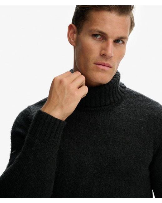 Superdry Black & Co Brushed Roll Neck Jumper for men