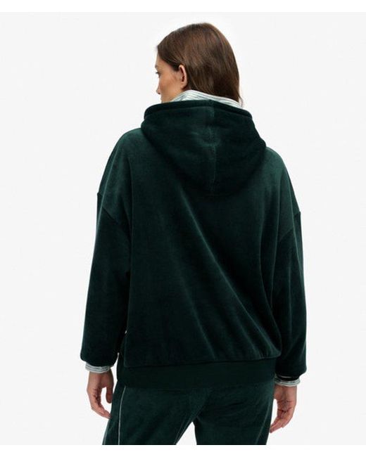 Superdry Green & Co Country Club Velour Relaxed Hoodie