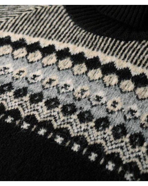 Superdry Black & Co Fairisle Pattern Roll Neck Jumper