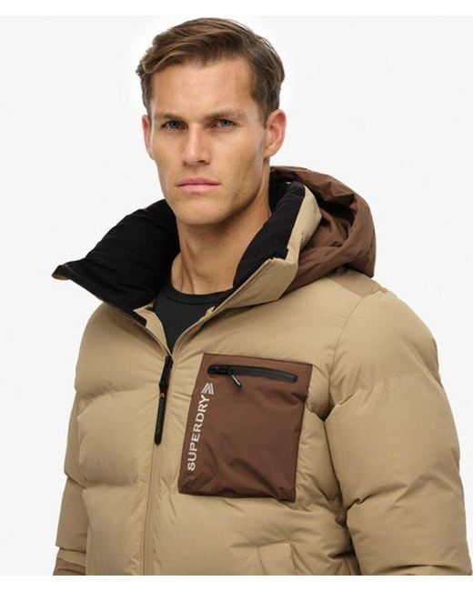 Superdry Brown & Co Ski Sports Padded Block Jacket for men