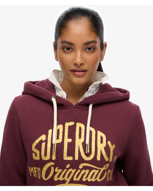 Superdry Red & Co Mfg Original Metallic Hoodie