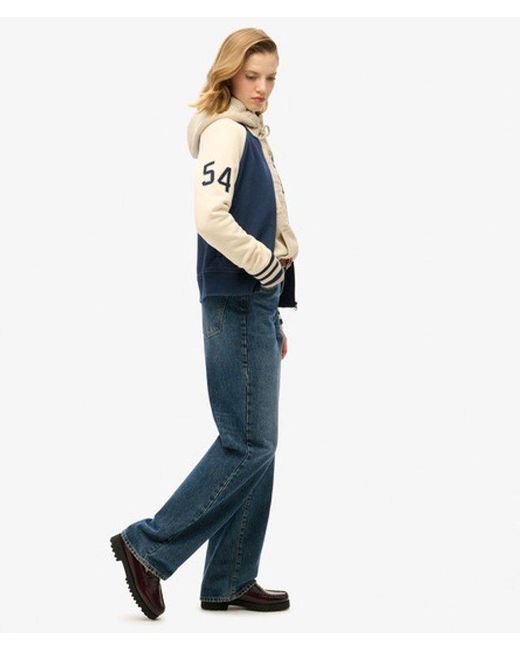 Superdry Blue & Co College Script Graphic Jersey Bomber Jacket