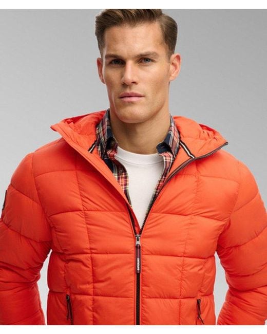 Superdry Red & Co Hooded Box Quilt Fuji Lite Jacket for men