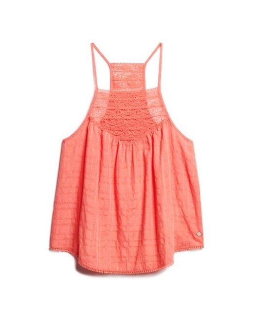 Superdry Red & Co Lace Cami Beach Top