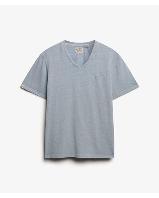 Superdry Blue & Co Classic Cotton Linen V-neckline T-shirt for men