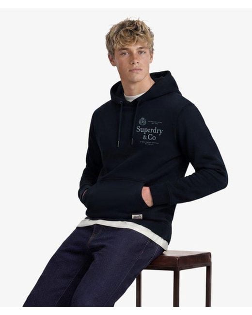 Superdry Blue 1954 Company Relaxed Hoodie for men