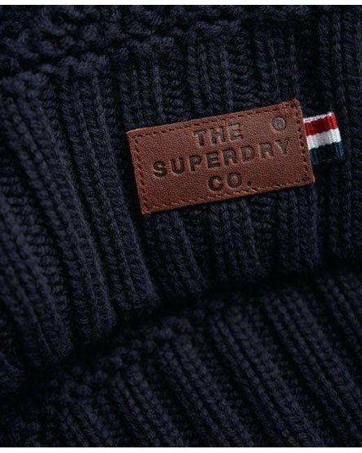 Superdry Blue Nordic Textured Crew Neck Jumper Dark for men